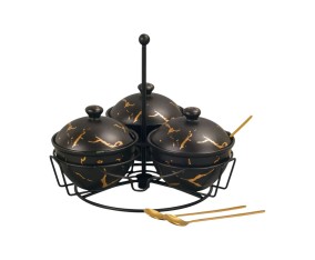BM715 Hitam Tempat Sambal Dengan Motif Marmer